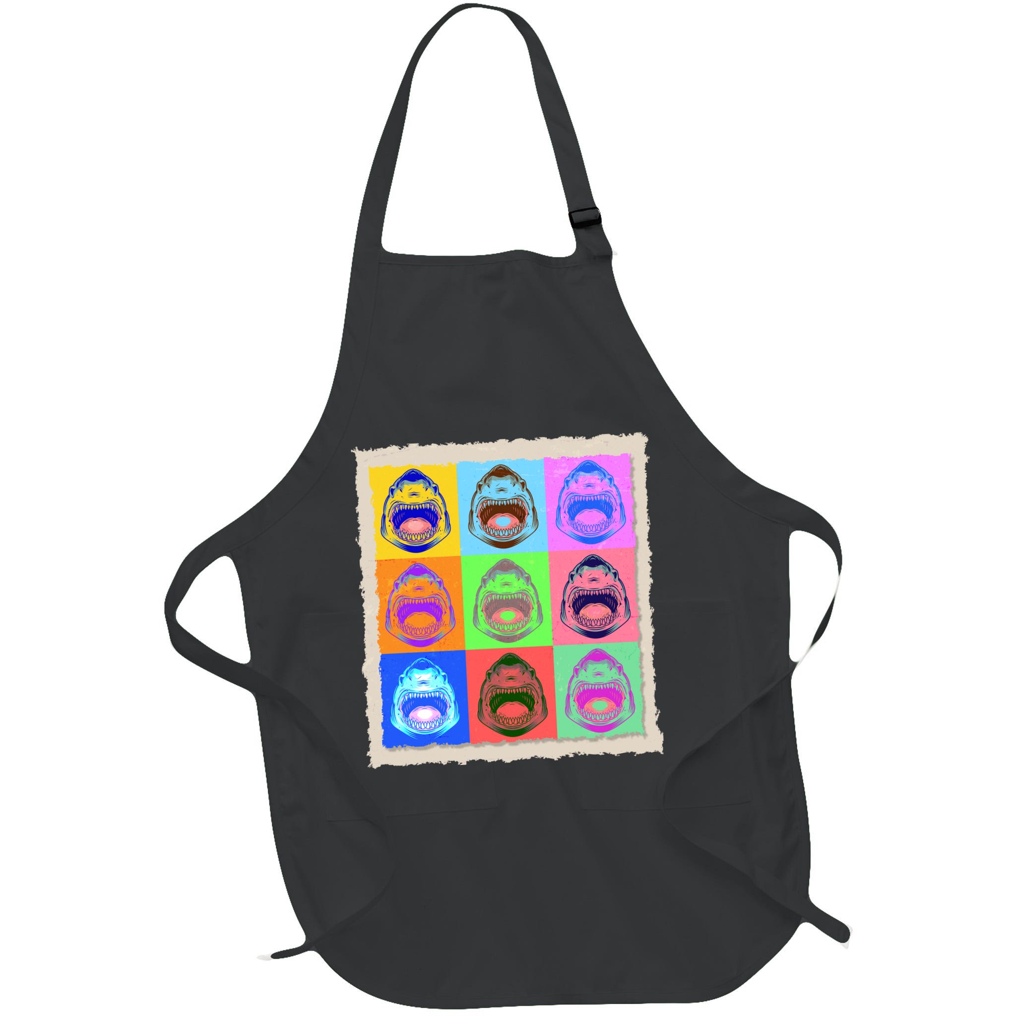 Retro Vintage Shark Attack Pop Art Poster Apron