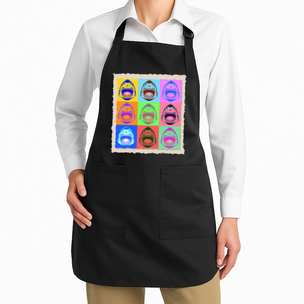 Retro Vintage Shark Attack Pop Art Poster Apron