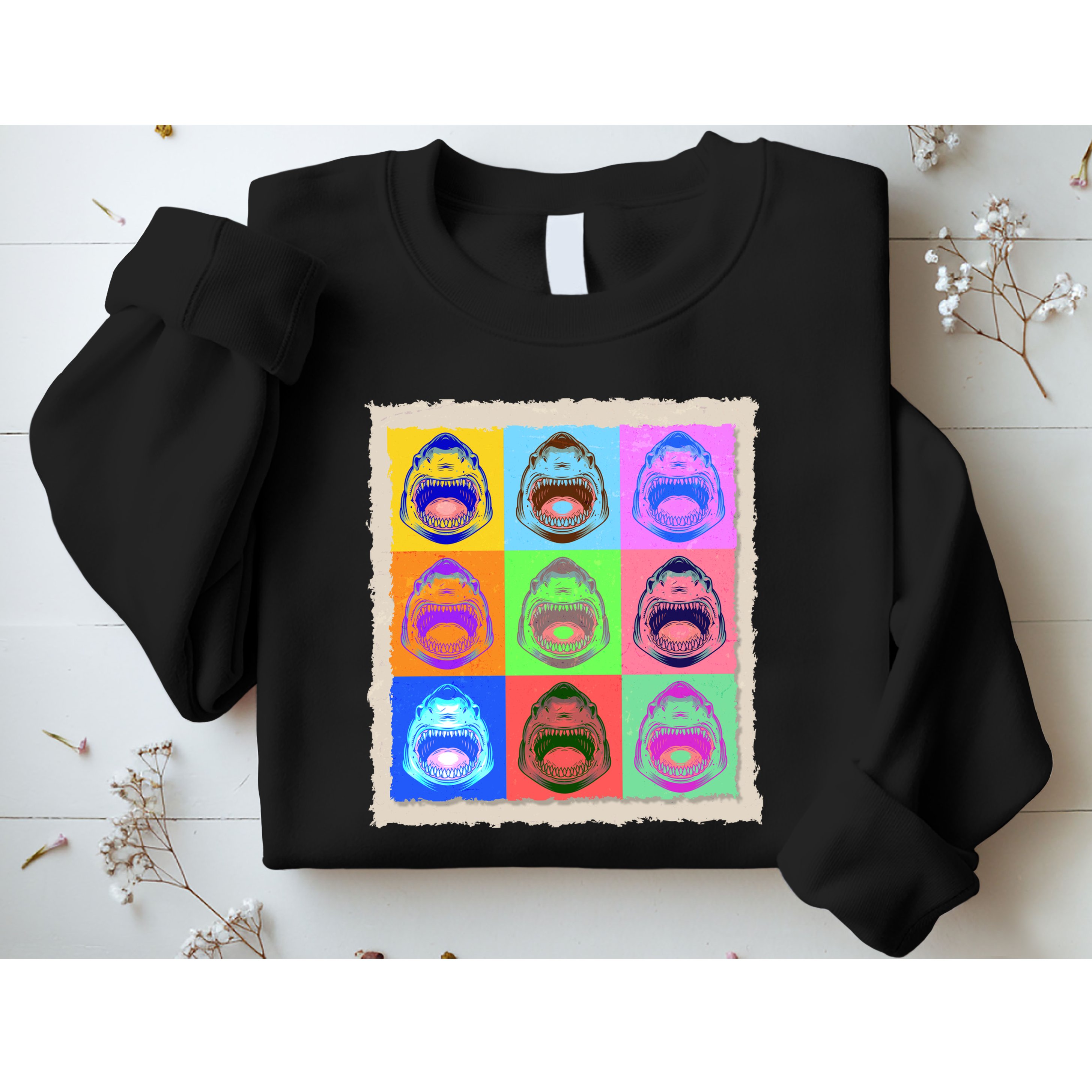 Retro Vintage Shark Attack Pop Art Poster Sweatshirt
