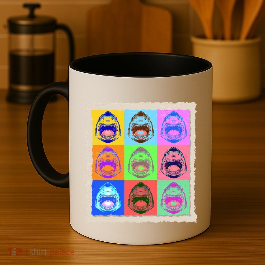 Retro Vintage Shark Attack Pop Art Poster Mug