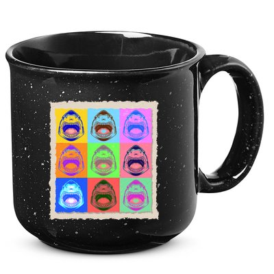 Retro Vintage Shark Attack Pop Art Poster 15oz Campfire Ceramic Mug