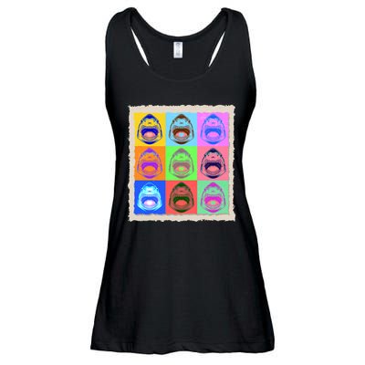 Retro Vintage Shark Attack Pop Art Poster Ladies Essential Flowy Tank