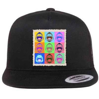 Retro Vintage Shark Attack Pop Art Poster Flatbill Hat