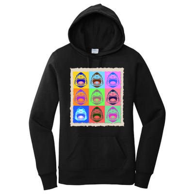 Retro Vintage Shark Attack Pop Art Poster Women's Pullover Hoodie