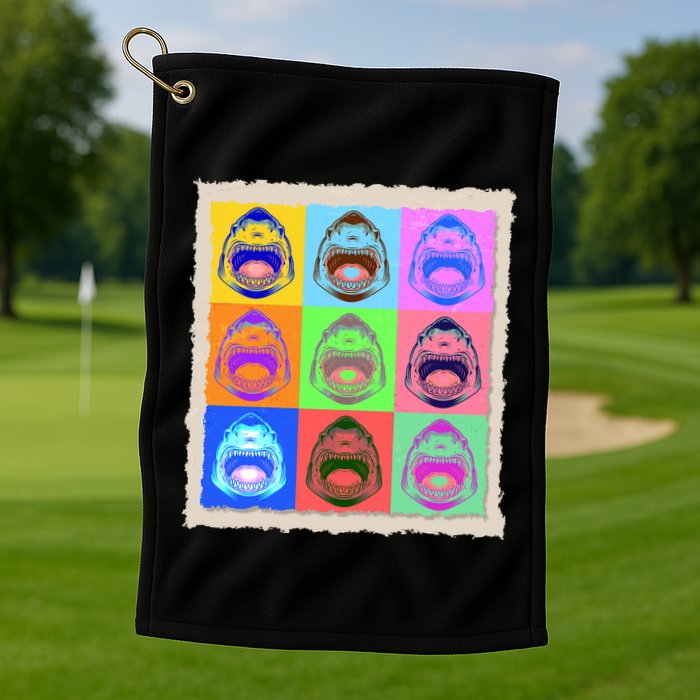 Retro Vintage Shark Attack Pop Art Poster Golf Towel