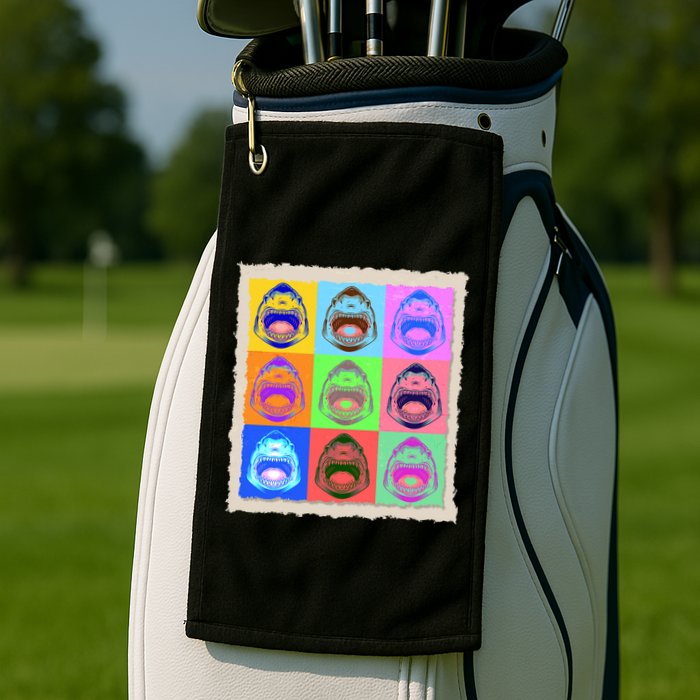 Retro Vintage Shark Attack Pop Art Poster Golf Towel