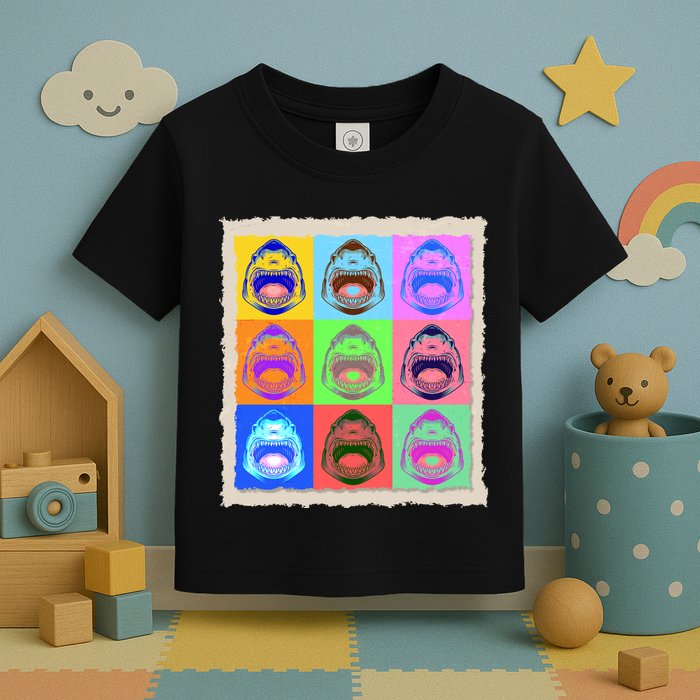 Retro Vintage Shark Attack Pop Art Poster Toddler T-Shirt