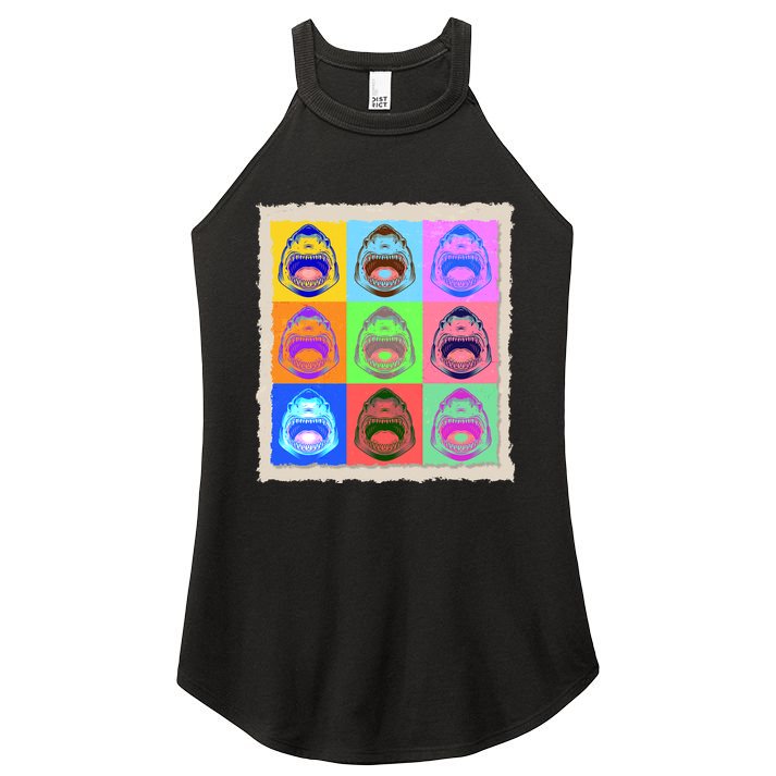 Retro Vintage Shark Attack Pop Art Poster Women's Perfect Tri Rocker Tank