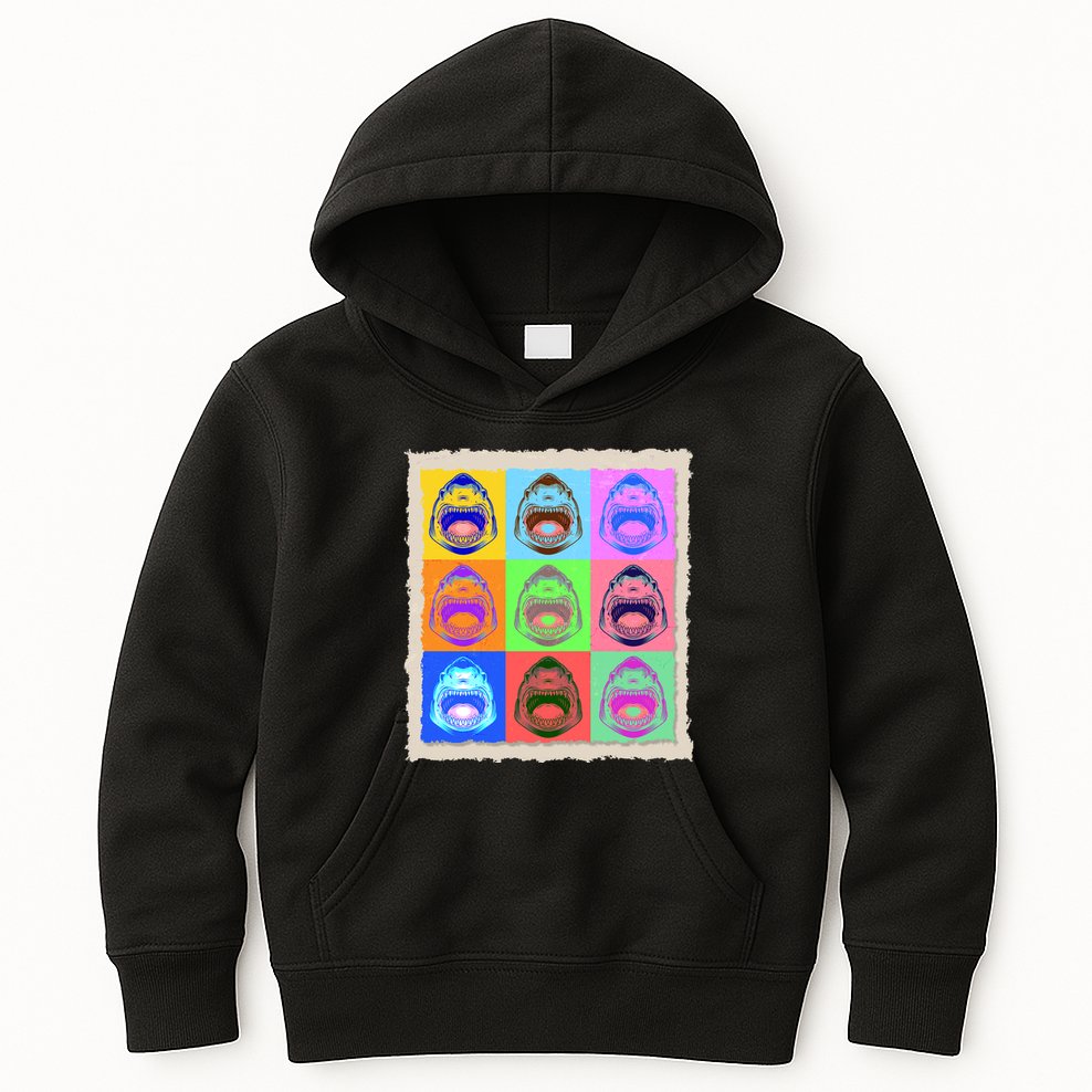 Retro Vintage Shark Attack Pop Art Poster Kids Hoodie