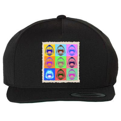 Retro Vintage Shark Attack Pop Art Poster Wool Snapback Cap