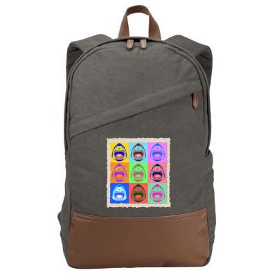 Retro Vintage Shark Attack Pop Art Poster Cotton Canvas Backpack