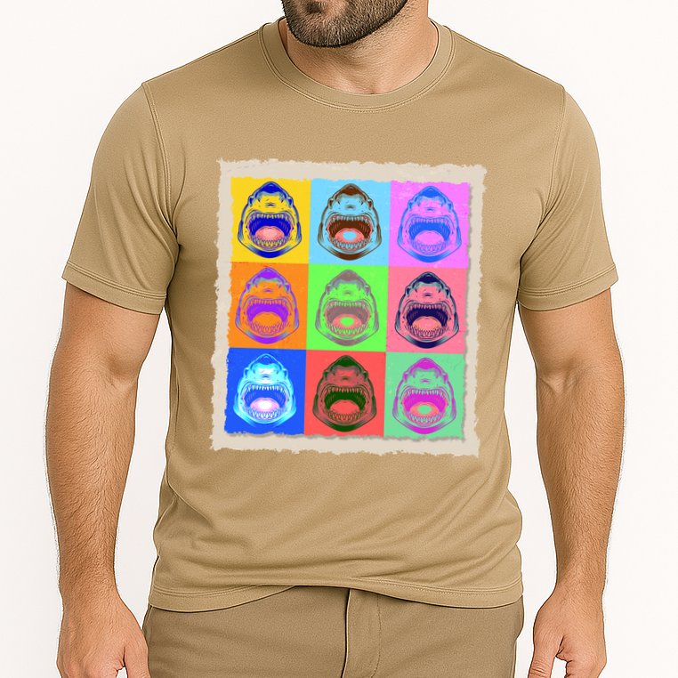 Retro Vintage Shark Attack Pop Art Poster Performance Shirt