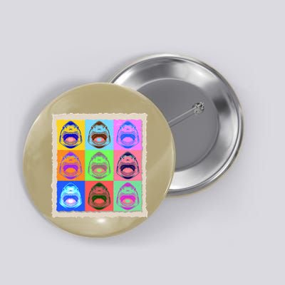 Retro Vintage Shark Attack Pop Art Poster Button