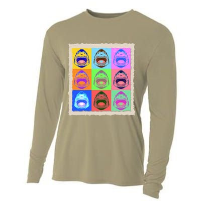 Retro Vintage Shark Attack Pop Art Poster Cooling Performance Long Sleeve Crew
