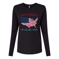 Retro Vintage Sorry Communists IM Grilling Today Bbq Womens Cotton Relaxed Long Sleeve T-Shirt