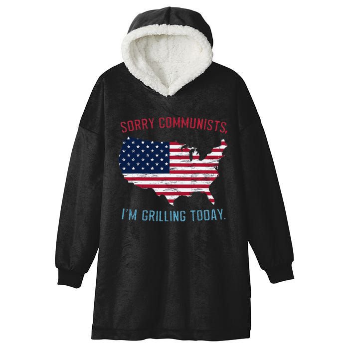 Retro Vintage Sorry Communists IM Grilling Today Bbq Hooded Wearable Blanket