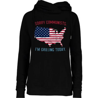 Retro Vintage Sorry Communists IM Grilling Today Bbq Womens Funnel Neck Pullover Hood