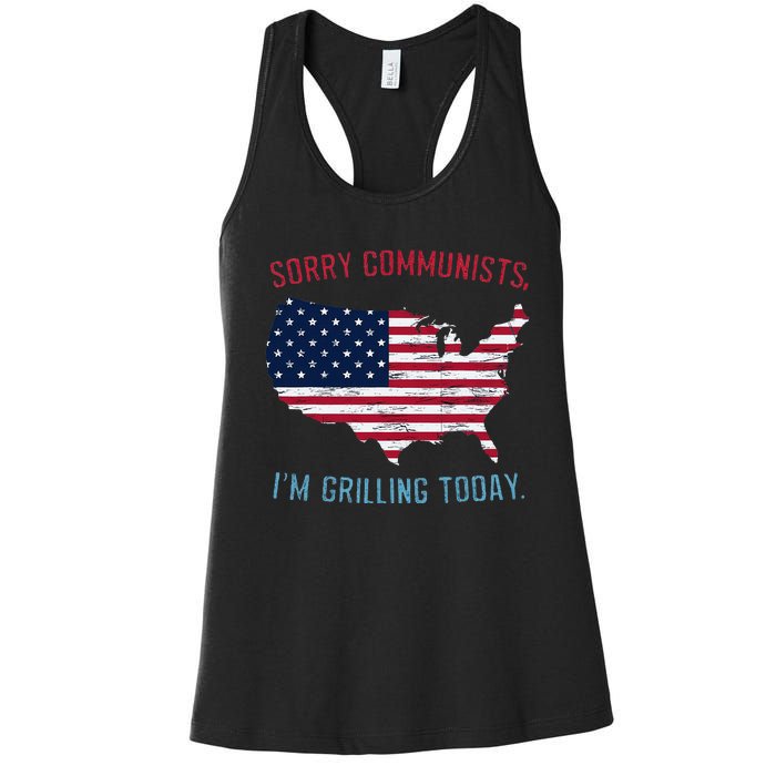 Retro Vintage Sorry Communists IM Grilling Today Bbq Women's Racerback Tank