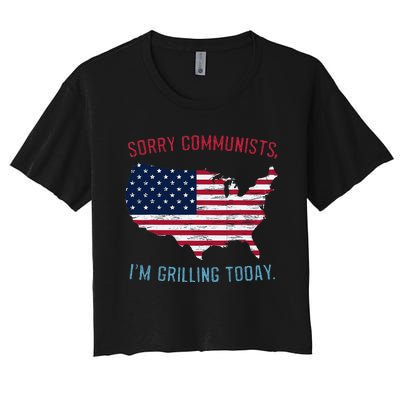 Retro Vintage Sorry Communists IM Grilling Today Bbq Women's Crop Top Tee