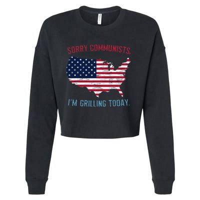 Retro Vintage Sorry Communists IM Grilling Today Bbq Cropped Pullover Crew