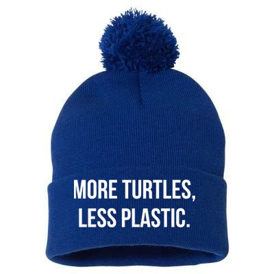 Retro Vintage Skip The Straw Save A Turtle Funny Sea Animal Meaningful Gift Pom Pom 12in Knit Beanie