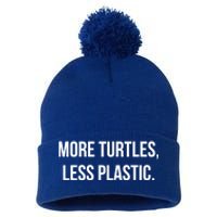 Retro Vintage Skip The Straw Save A Turtle Funny Sea Animal Meaningful Gift Pom Pom 12in Knit Beanie