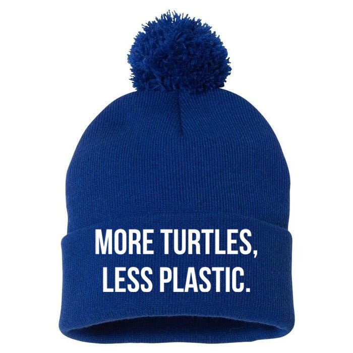 Retro Vintage Skip The Straw Save A Turtle Funny Sea Animal Meaningful Gift Pom Pom 12in Knit Beanie