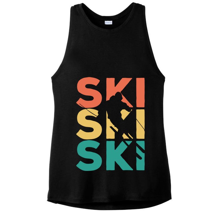 Retro Vintage Skiing Gift For Skiers Gift Ladies PosiCharge Tri-Blend Wicking Tank