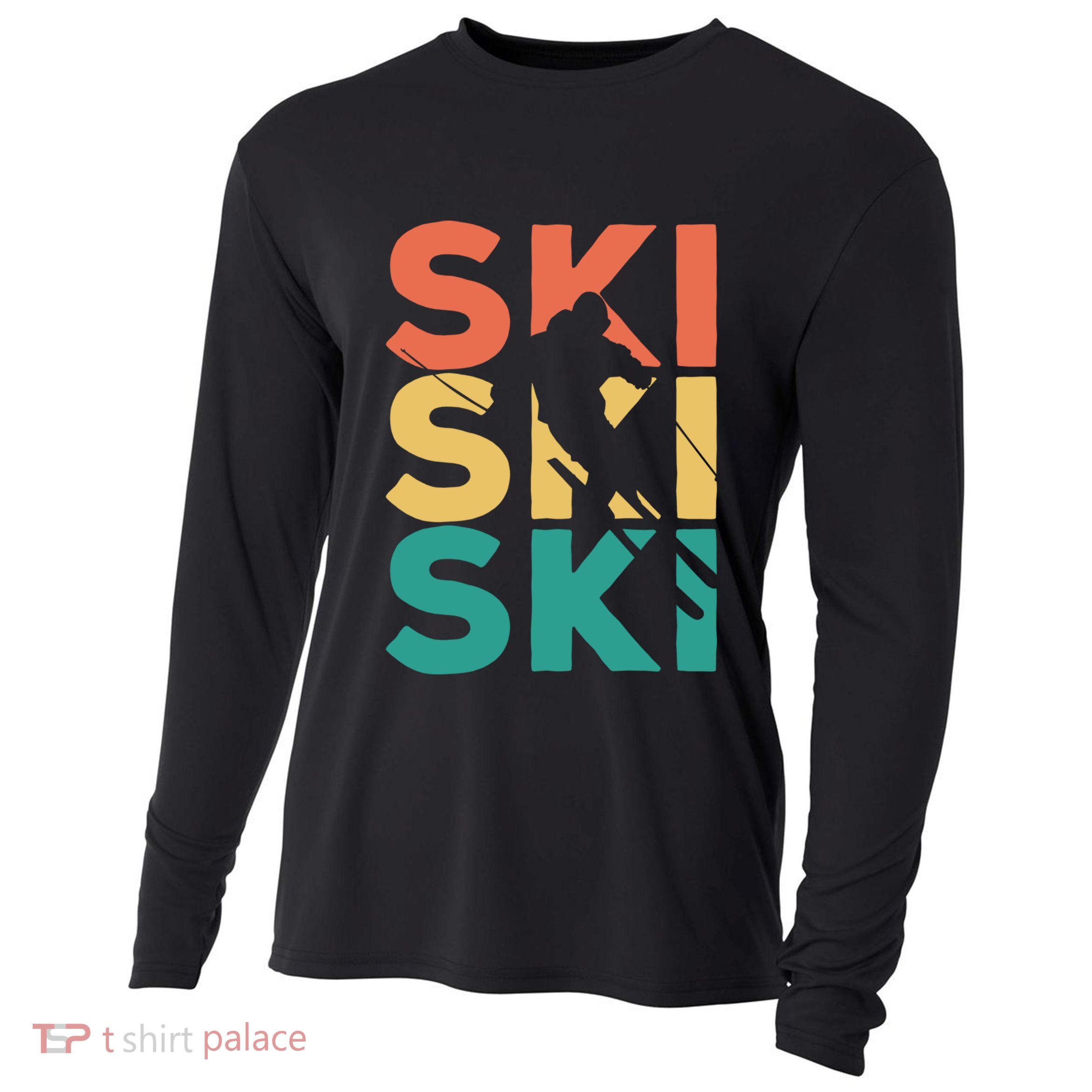 Retro Vintage Skiing Gift For Skiers Gift Cooling Performance Long Sleeve Crew