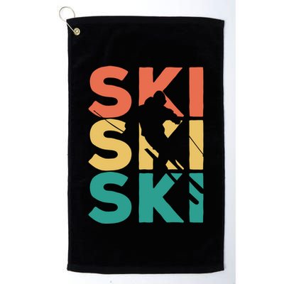 Retro Vintage Skiing Gift For Skiers Gift Golf Towel