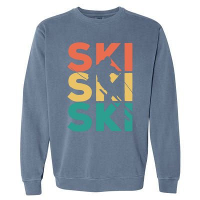 Retro Vintage Skiing Gift For Skiers Gift Garment-Dyed Sweatshirt