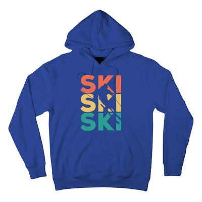 Retro Vintage Skiing Gift For Skiers Gift Hoodie