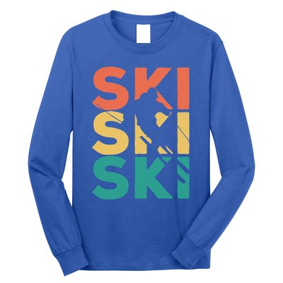 Retro Vintage Skiing Gift For Skiers Gift Long Sleeve Shirt