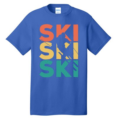 Retro Vintage Skiing Gift For Skiers Gift Tall T-Shirt