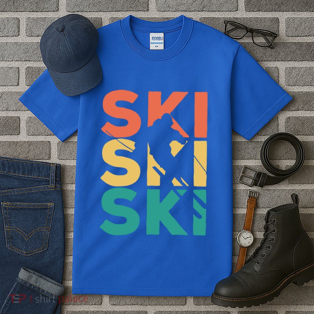 Retro Vintage Skiing Gift For Skiers Gift Tall T-Shirt