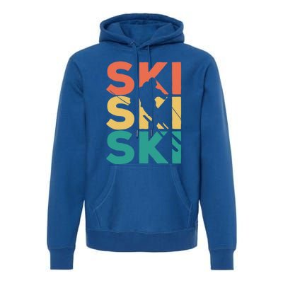 Retro Vintage Skiing Gift For Skiers Gift Premium Hoodie