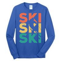 Retro Vintage Skiing Gift For Skiers Gift Tall Long Sleeve T-Shirt