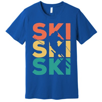 Retro Vintage Skiing Gift For Skiers Gift Premium T-Shirt