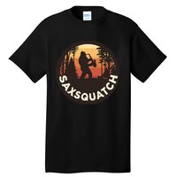 Retro Vintage Sax Squatch Yeti Bigfoot Playing Saxophone Tall T-Shirt