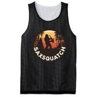 Retro Vintage Sax Squatch Yeti Bigfoot Playing Saxophone Mesh Reversible Basketball Jersey Tank