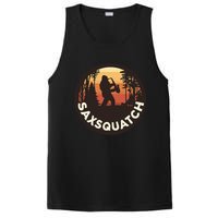 Retro Vintage Sax Squatch Yeti Bigfoot Playing Saxophone PosiCharge Competitor Tank