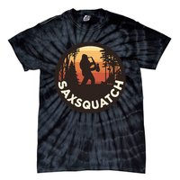 Retro Vintage Sax Squatch Yeti Bigfoot Playing Saxophone Tie-Dye T-Shirt