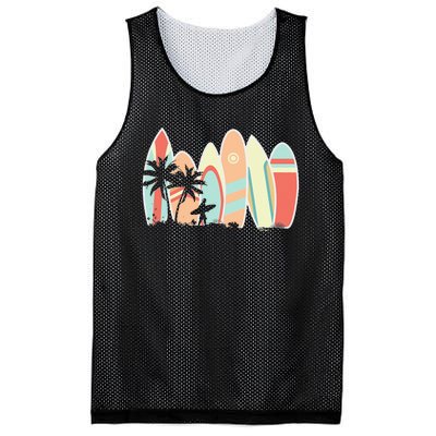 Retro Vintage Surfboard Surfing Surfboarder Wave Surfer Mesh Reversible Basketball Jersey Tank