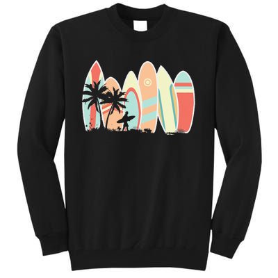 Retro Vintage Surfboard Surfing Surfboarder Wave Surfer Tall Sweatshirt