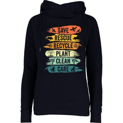 Retro Vintage Save Bees Rescue Animals Recycle Fun Earth Day Womens Funnel Neck Pullover Hood