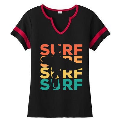 Retro Vintage Surfing Gift For Surfers Ladies Halftime Notch Neck Tee