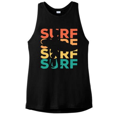 Retro Vintage Surfing Gift For Surfers Ladies PosiCharge Tri-Blend Wicking Tank