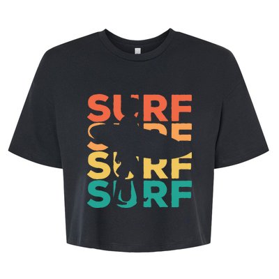 Retro Vintage Surfing Gift For Surfers Bella+Canvas Jersey Crop Tee