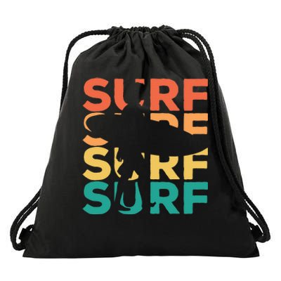 Retro Vintage Surfing Gift For Surfers Drawstring Bag