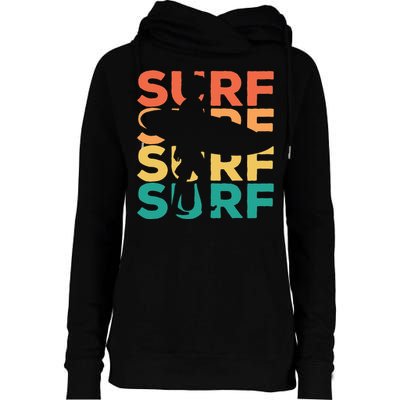 Retro Vintage Surfing Gift For Surfers Womens Funnel Neck Pullover Hood